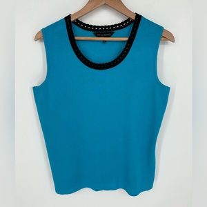 Ming Wang Women’s Filament Acrylic Knit Blue Sleeveless Top Blouse Sz M T0